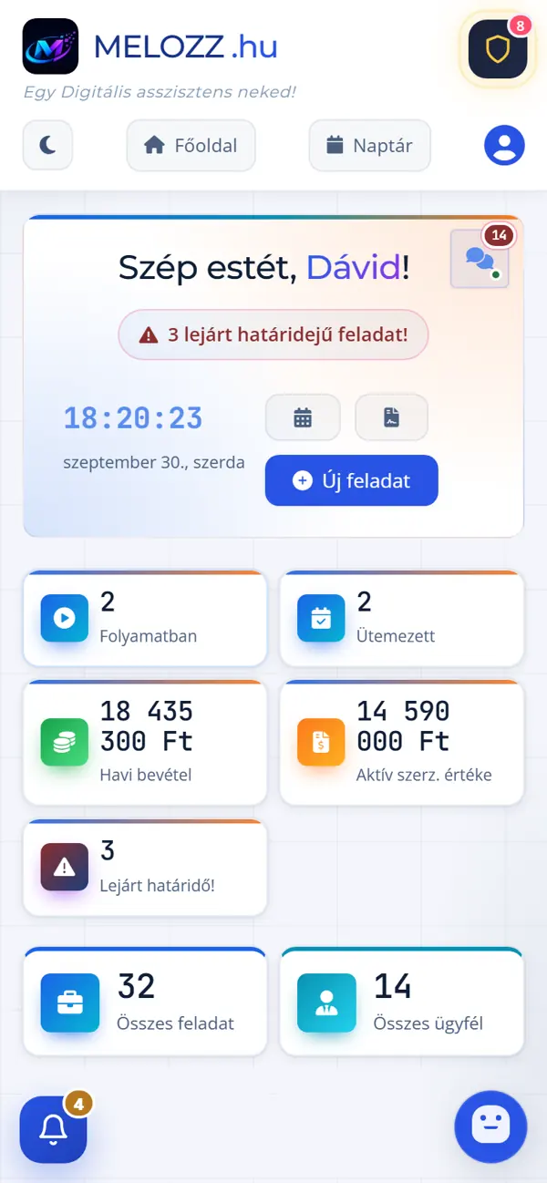 A Melozz Android app kezdőlapja