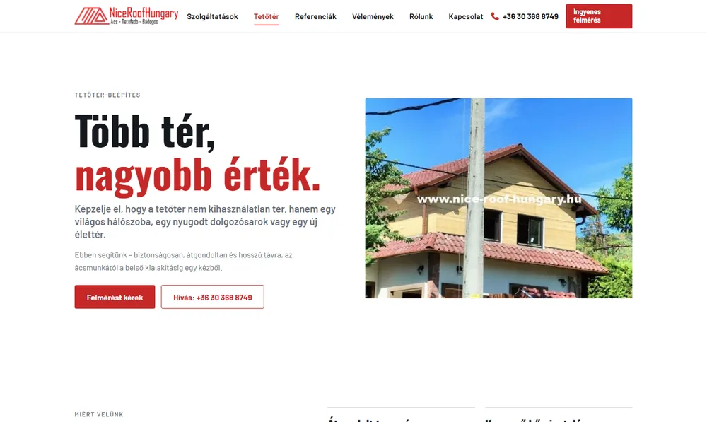 Aloldal saját nyitó szekcióval
